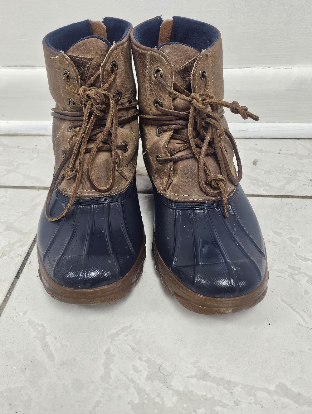 Saltwater Classic Brown and Navy Duck Boots